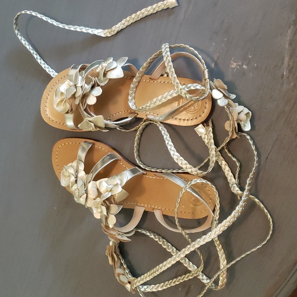 TORY BURCH Leather Gladiator sandles- gold